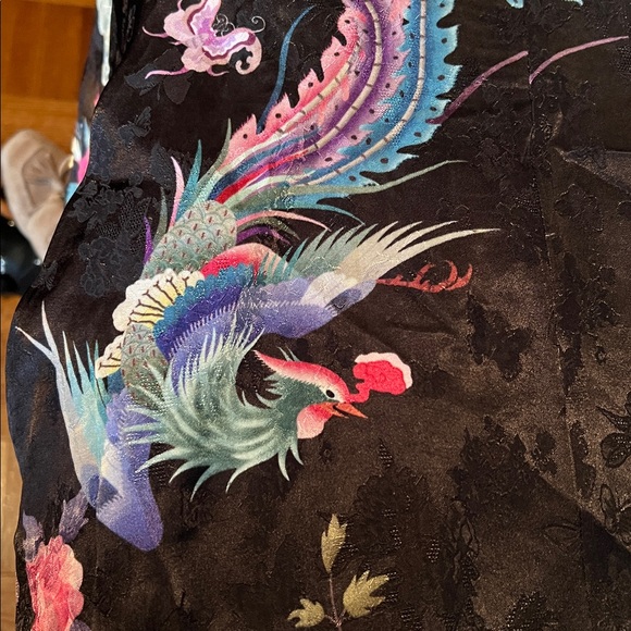 MUKZIN Animal Print Cheongsam Shirt kimono cats birds dynasty L - Picture 8 of 10